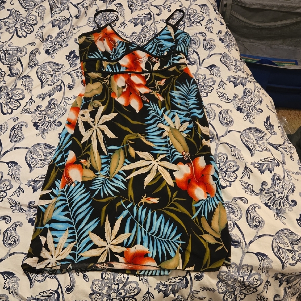 Rave Black and Orange Floral Mini Dress